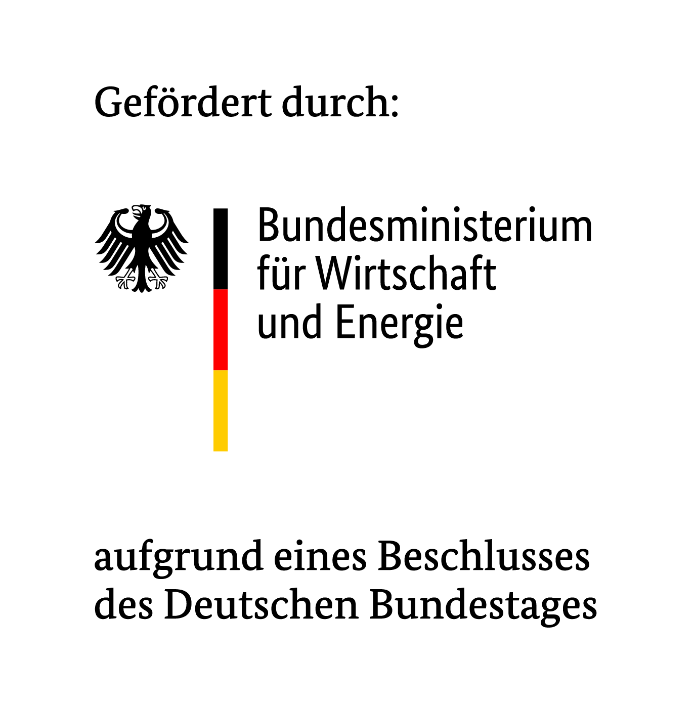 Logo gefördert vom Bundesministerium für Wirtschaft und Klimaschutz aufgrund eines Beschlusses des Deutschen Bundestages